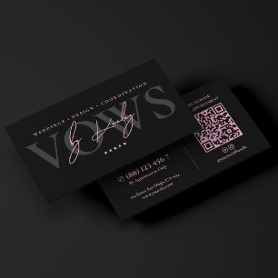 Minimal Luxury Event Vows Planner Pink Black Business Card