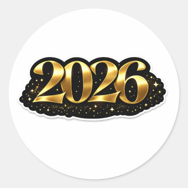 Minimal luxury New Year 2026 sticker design (Front)