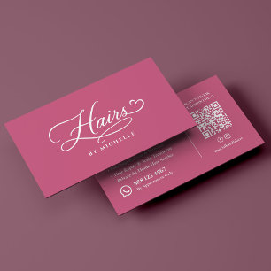 Minimal Luxury Pink Hair Stylist Business Card