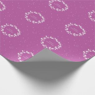 Minimal Magenta / Hot Pink Christmas Holly Wreath Wrapping Paper