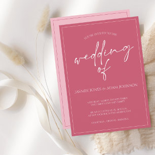 Minimal Magenta Pink Script Wedding Invitation