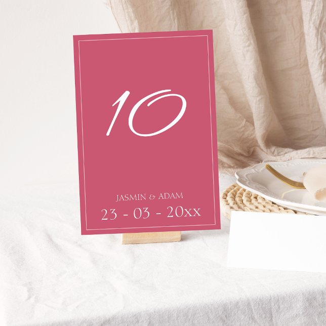 Minimal Magenta Pink Script Wedding Table Number (Creator Uploaded)