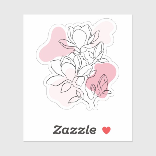 Minimal Magnolia Line Art – Soft Pink Botanical  (Sheet)