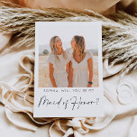 Minimal Maid of Honor Proposal Card with Photo<br><div class="desc">Pop the question with this lovely card! Easily add your own square photo,  edit the name on the front,  and add a personal message on the back - then add to cart!</div>