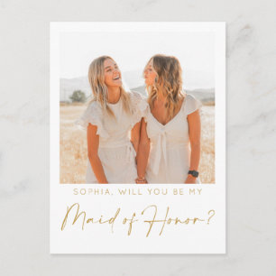 Minimal Maid of Honour Proposal Card with Photo
