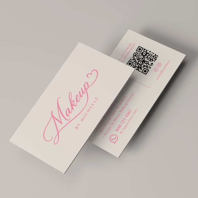 Minimal Makeup Artist Pink Sand Script Business Card (Minimal Makeup Artist Pink Sand Script Business Card
)