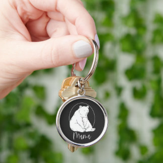 Minimal Mama Bear Line Art Design Key Ring