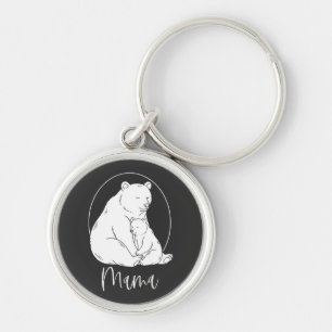 Minimal Mama Bear Line Art Design Key Ring