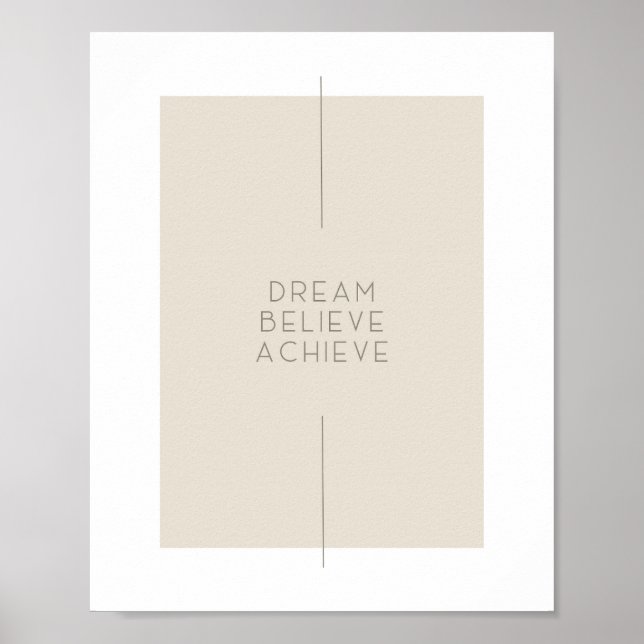 Minimal Manifestation Quote Dream Believe Achieve Poster (Front)