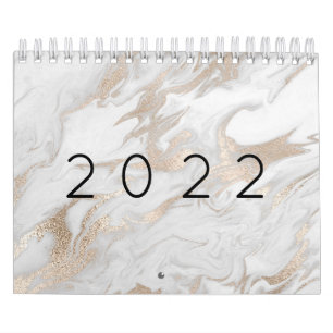 Minimal Marble White Grey Silver Rose Gold 202 Cal Calendar