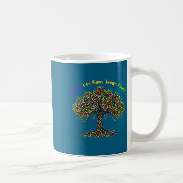 Minimal Mardi Gras Bead Tree Carnival Coffee Mug (Right)