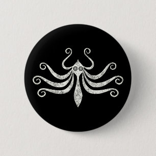 Minimal Marine Style Minoan Octopus (distressed) 6 Cm Round Badge