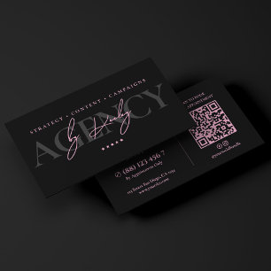 Minimal Marketing Pink Black Consultant Business Card