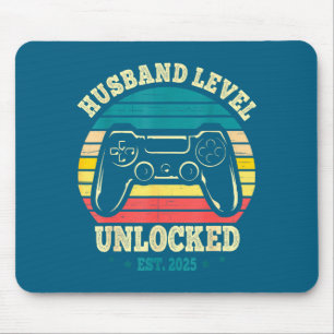 Minimal Married Gamer Leveled Up Husband Mouse Mat