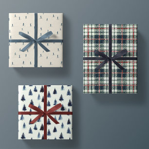 Minimal Masculine Blue Christmas Wrapping Paper