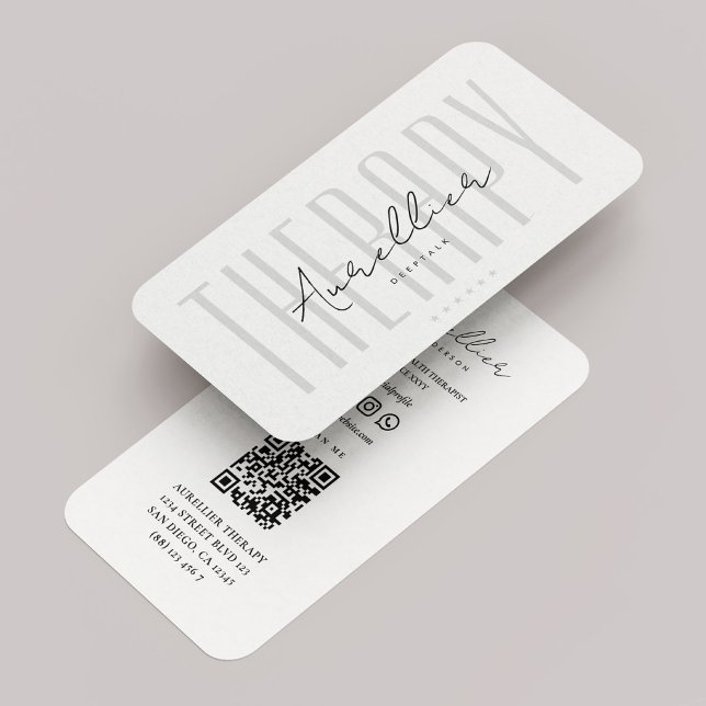 Minimal Massage Therapist White Business Card (Minimal Therapist Psychotherapy White Business Card
)