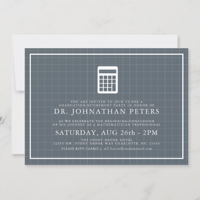 Minimal Mathematician Graduation|Retirement Invite (Front)