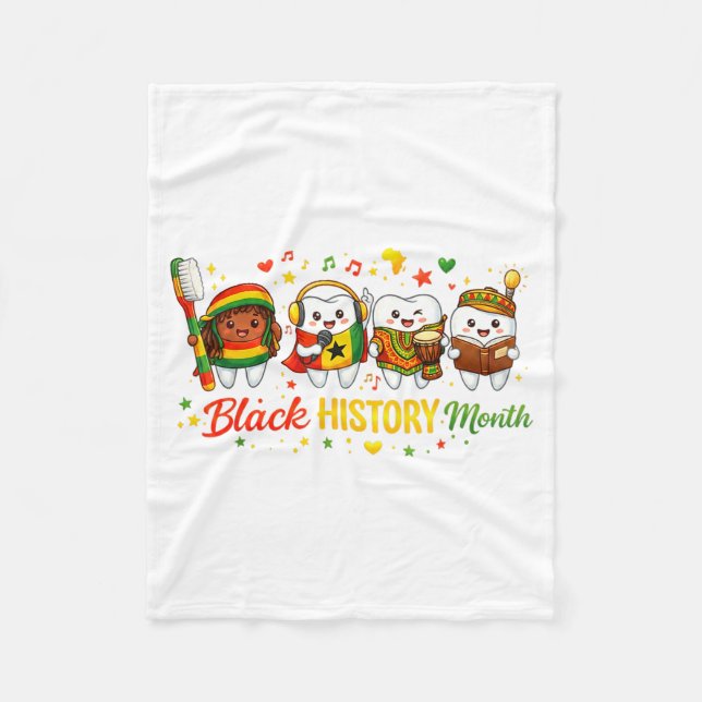 Minimal Melanin Dentist Juneteenth Dental Funny Fleece Blanket (Front)