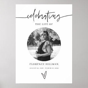 Minimal Memorial Funeral Life Celebration Sign