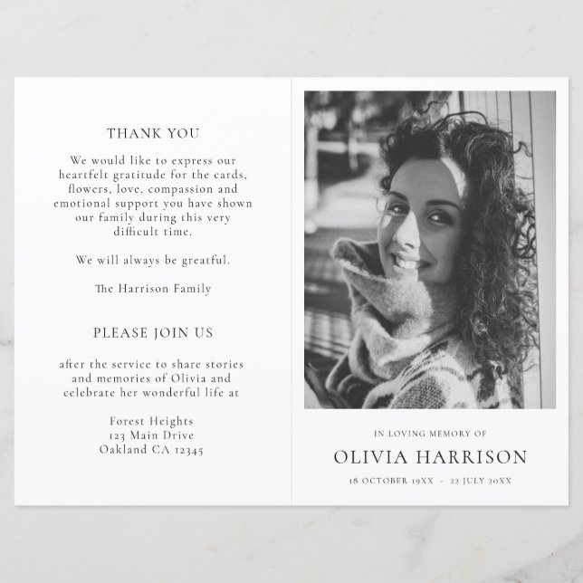 Minimal Memorial Order of Service Funeral Program (Front)