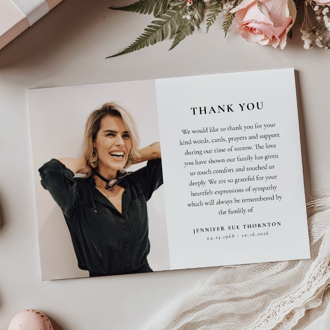 Minimal Memorial Photo & Message Sympathy  Thank You Card (Creator Uploaded)