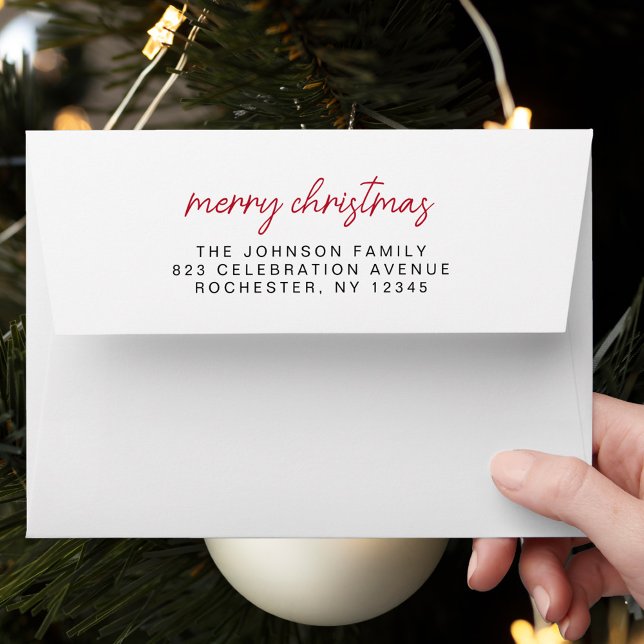 Minimal Merry Christmas Holiday return address Envelope (Creator Uploaded)