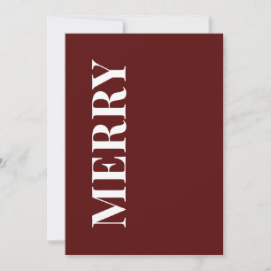 Minimal MERRY   Deep Red Holiday Greeting Card