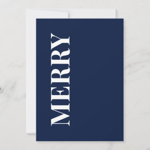 Minimal MERRY Navy Blue Holiday Greeting Card