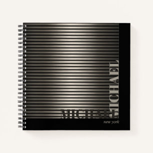 Minimal Metal Stripe Bronze ID792 Notebook
