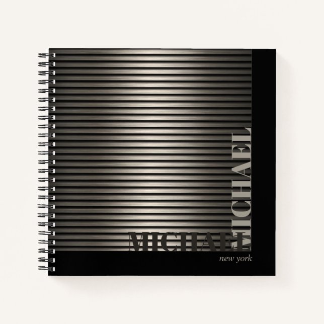 Minimal Metal Stripe Bronze ID792 Notebook (Front)