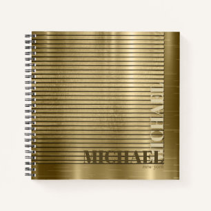 Minimal Metal Stripe Gold ID792 Notebook