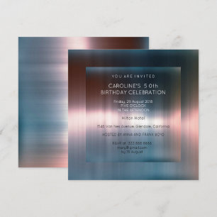 Minimal Metallic Blue Brown Silver Birthday Party Invitation