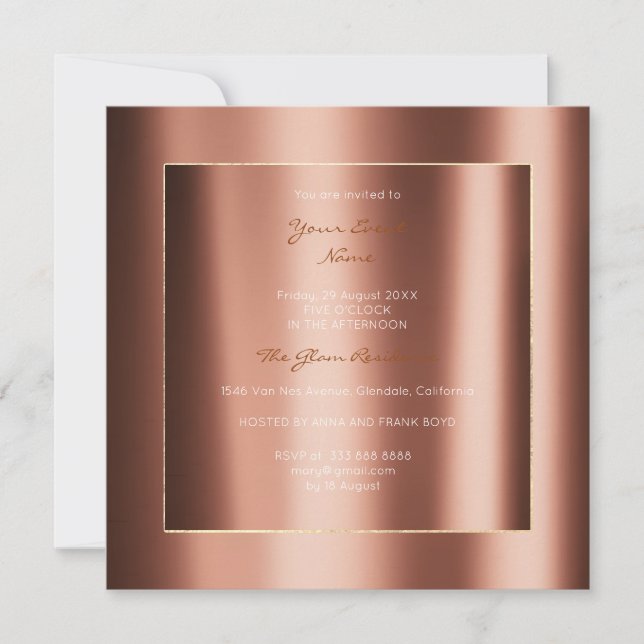 Minimal Metallic Geometry Gold Copper Bronze Event Invitation (Front)