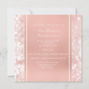 Minimal Metallic Pink Rose Gold Powder Brush Vip Invitation