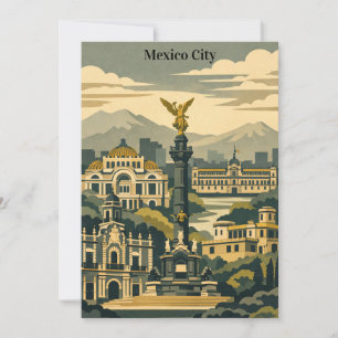 Minimal Mexico City Vintage Travel CDMX Invitation