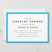 Minimal Mid Century Retro Cyan Couples Shower
