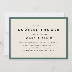 Minimal Mid Century Retro Green Couples Shower Invitation