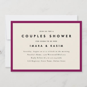 Minimal Mid Century Retro Plum Couples Shower Invitation
