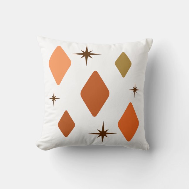 Minimal Mid Mod Diamonds Orange Cushion (Front)
