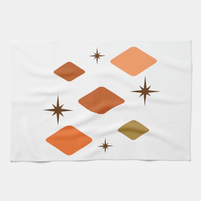 Minimal Mid Mod Diamonds Orange Tea Towel (Horizontal)