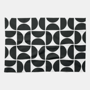 Minimal Midcentury Bowls Art Black White Tea Towel