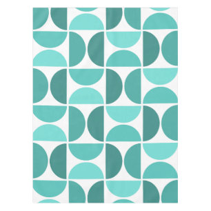 Minimal Midcentury Bowls Art Turquoise Tablecloth