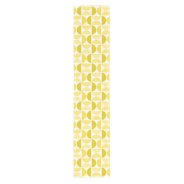 Minimal Midcentury Bowls Art Yellow Short Table Runner (Front)
