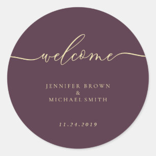 Minimal Midnight Fig Welcome Classic Round Sticker
