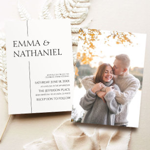 Minimal Minimalist Black White Simple Wedding Invitation