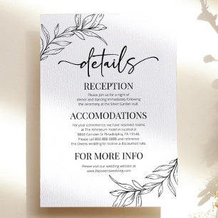 Minimal Minimalist Branch Leaf Wedding Details Enclosure Card