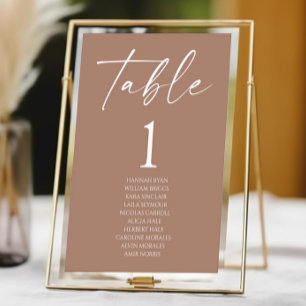 Minimal Minimalist Elegant Mocha Mousse Wedding Table Number