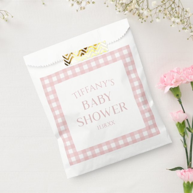 Minimal Minimalist Pink Plaid Baby Shower Favour Bags (Sealed)