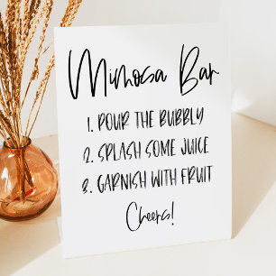 Minimal Minimalist Plain Simple Basic Mimosa Bar  Pedestal Sign