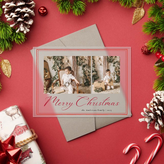 Minimal Minimalist Script  Photo Christmas Card Acrylic Invitations (Insitu (Holiday))